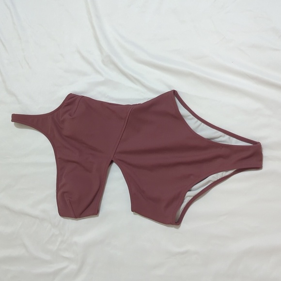 Cupshe One Piece Ribbed Cut Out Side One Shoulder Swimsuit, Color Coffee Size S - Picture 3 of 16